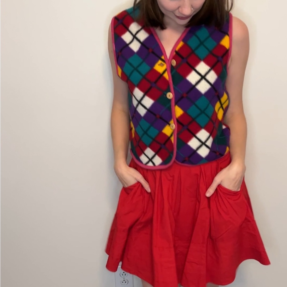 Rainbow Fleece Argyle Vest
